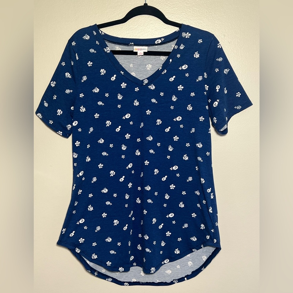 LuLaRoe Navy Floral Short Sleeve Tee
